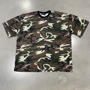 Vtg No Boundaries Men XL Short Sleeve Boxy Fit Cotton Camo Made In USA